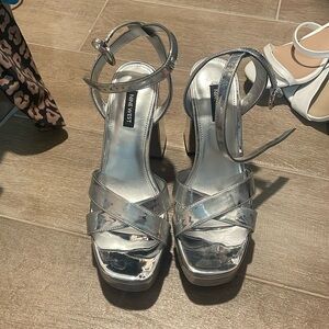 Nine West Block Heel Silver
